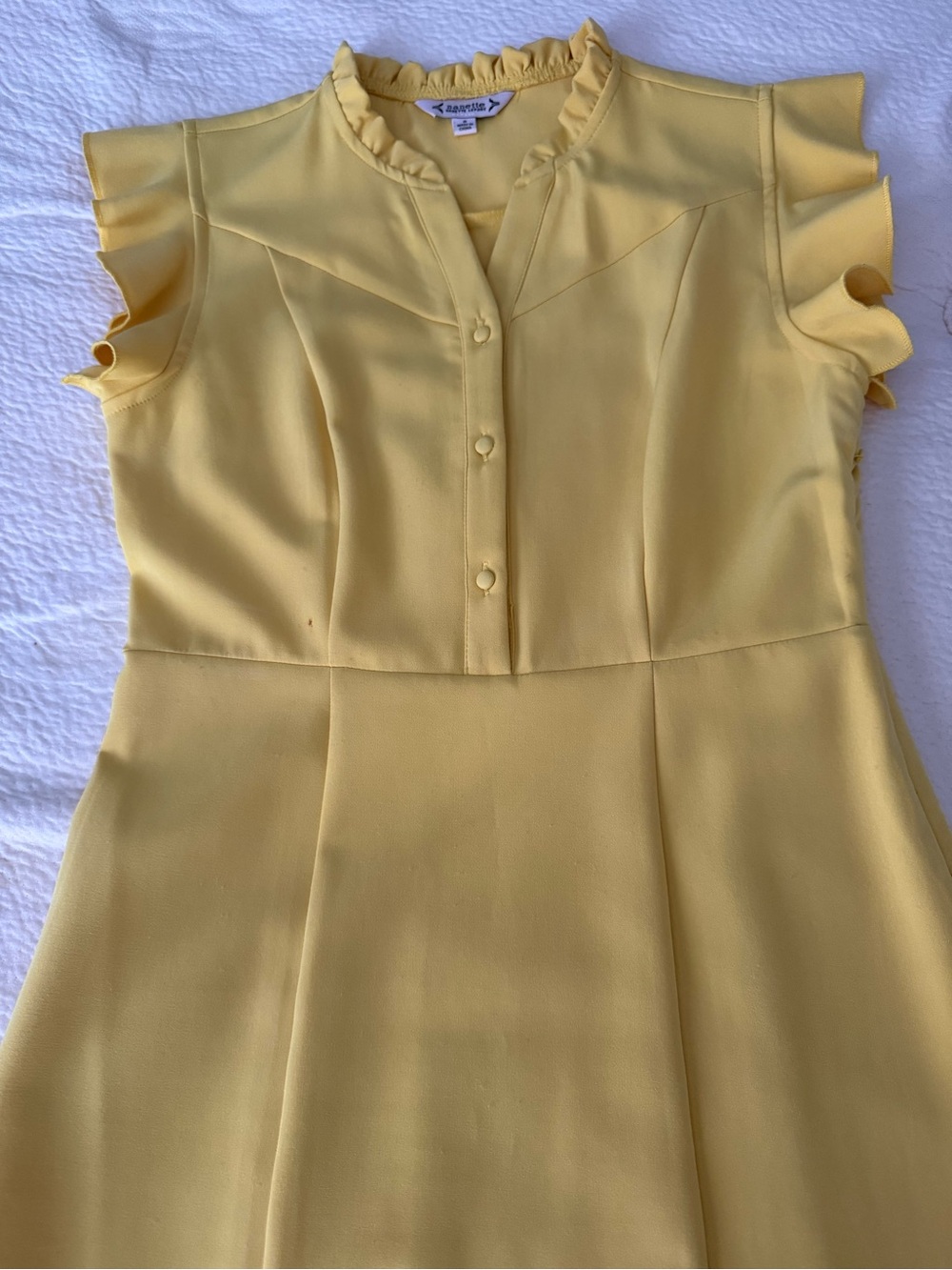 Nanette Lepore Yellow Ruffle Sleeve Midi Dress